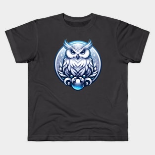 Snowy Owl with a magic crystal ball Kids T-Shirt